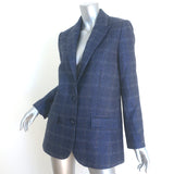 Zadig & Voltaire Viva Car Shimmer Blazer Navy Metallic Checked Wool Size 36