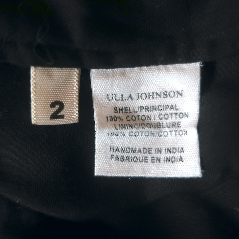 Ulla Johnson Nell Sleeveless Dress Black Embroidered Cotton Size 2