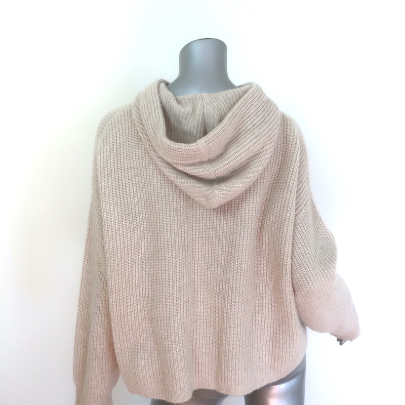 Jenni Kayne Cashmere Fisherman Hoodie Sweater Oatmeal Size Small