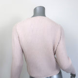 Miu Miu crystal and faux pearl–embellished light-pink cashmere sweater, pre-owned, luxurious couture knit, delicate beadwork