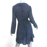 Realisation Par Alexandra Wrap Dress Navy Star Print Ruffled Silk Size Large