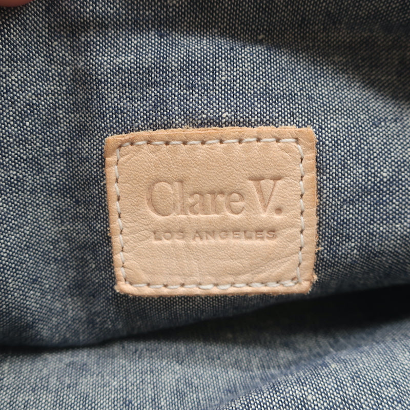 Clare V. Foldover Clutch Bag Beige Leather – Celebrity Owned