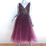 Marchesa Notte Ombre Glitter Tulle Dress Wine Size 12 Sleeveless V-Neck