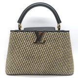Louis Vuitton Limited Edition Capucines MM Woven Raffia Bag Beige/Black
