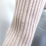 Authentic pre-owned Miu Miu light pink cashmere sweater with crystal and faux pearl embellishments