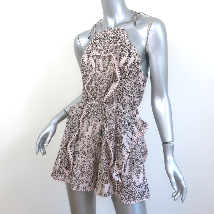 Zimmermann Henna Frippery Playsuit Light Pink Floral Print Cotton-Silk Size 0