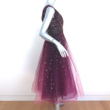 Marchesa Notte Ombre Glitter Tulle Dress Wine Size 6 Sleeveless V-Neck