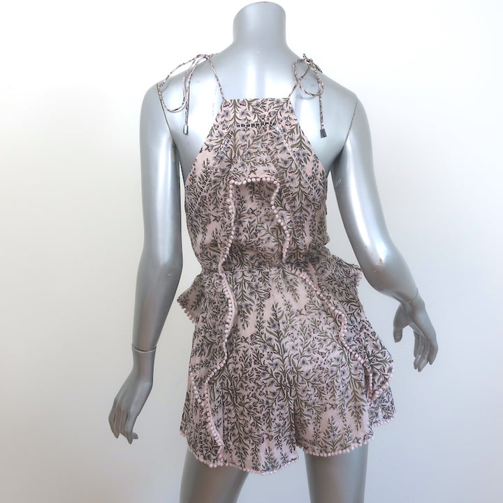 Zimmermann Henna Frippery Playsuit Light Pink Floral Print Cotton-Silk Size 0
