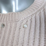 Miu Miu pre-owned light pink cashmere sweater with crystal and faux-pearl embellishments, luxe pre-loved knit