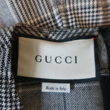 Gucci Short Sleeve Mini Dress Velvet-Trim Gray Glen Plaid Size 38