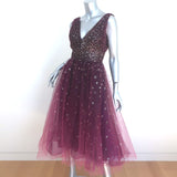 Marchesa Notte Ombre Glitter Tulle Dress Wine Size 6 Sleeveless V-Neck