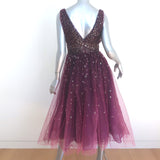 Marchesa Notte Ombre Glitter Tulle Dress Wine Size 6 Sleeveless V-Neck