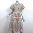 THE GREAT Midi Dress Cream/Multi Floral Print Cotton Size 0 Flutter Sleeve