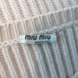 Miu Miu crystal and faux-pearl embellished light pink cashmere sweater, authentic pre-owned luxury knit, size 40