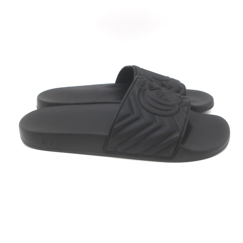 Gucci Pursuit GG Matelasse Pool Slide Sandals Black Size 39 NEW
