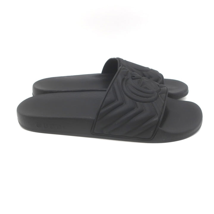Gucci Pursuit GG Matelasse Pool Slide Sandals Black Size 39 NEW