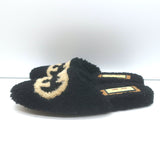 Gucci Eileen Interlocking GG Shearling Slippers Black Size 36.5 Flat Mules