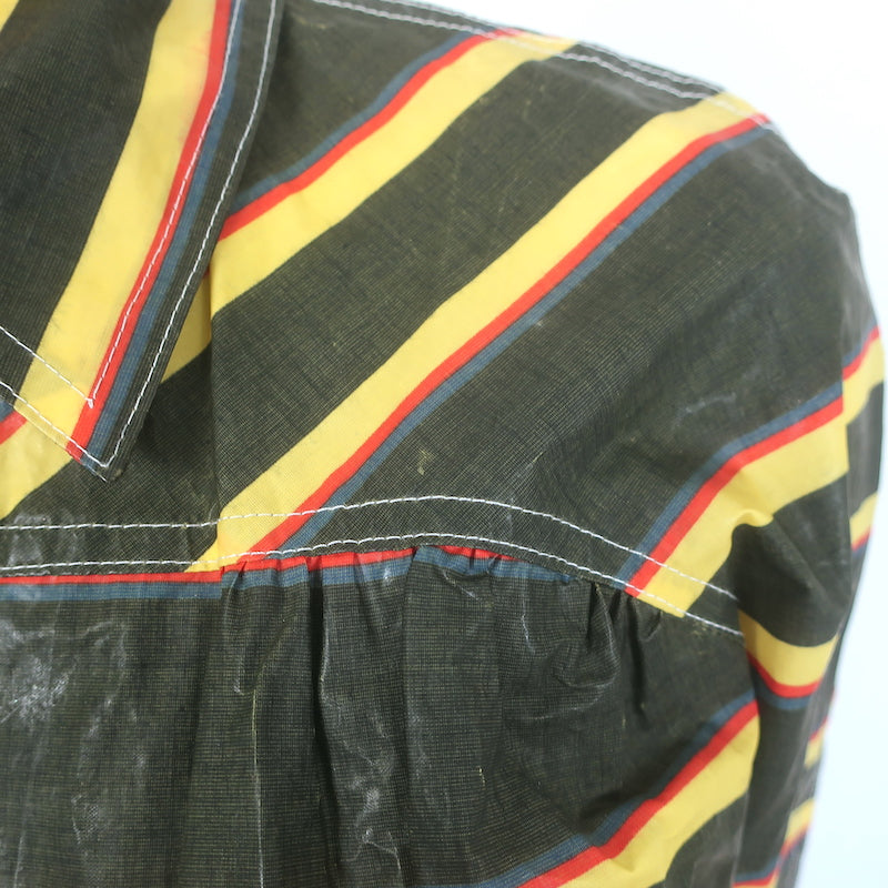 Chanel Striped Zip-Up  Waxed Rain Jacket Black &amp; Yellow Size 38
