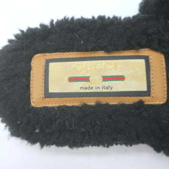 Gucci Eileen Interlocking GG Shearling Slippers Black Size 36.5 Flat Mules
