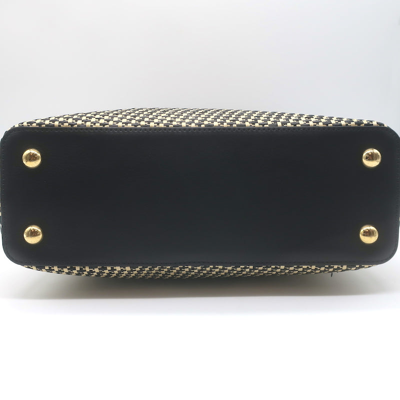 Louis Vuitton Limited Edition Capucines MM Woven Raffia Bag Beige/Black
