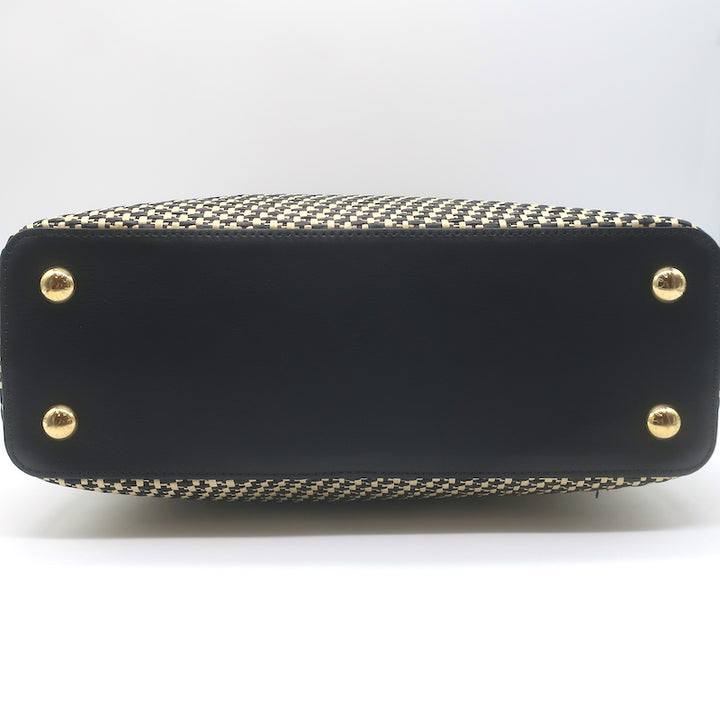 Louis Vuitton Limited Edition Capucines MM Woven Raffia Bag Beige/Black