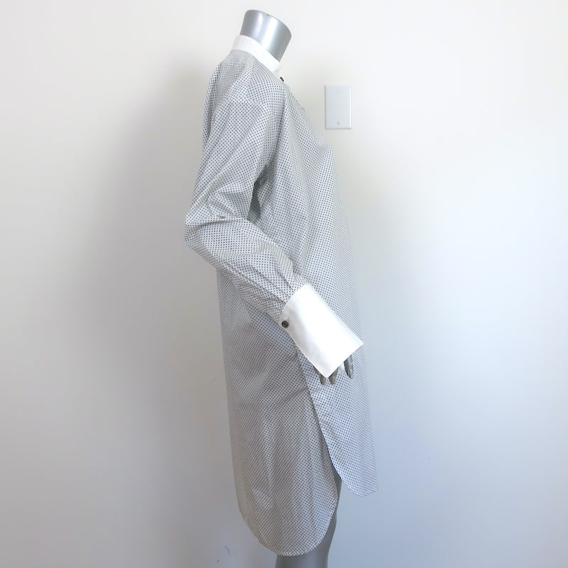 Rosetta Getty Long Sleeve Shirtdress White Printed Cotton Size 6