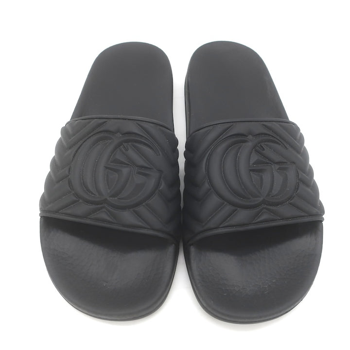 Gucci Pursuit GG Matelasse Pool Slide Sandals Black Size 39 NEW