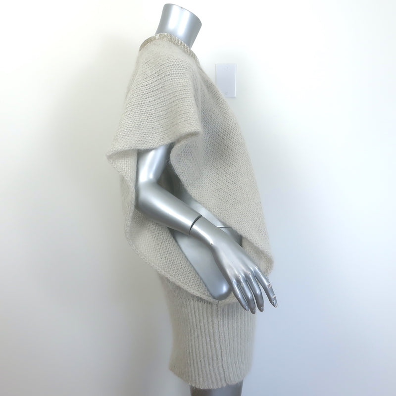 Authentic Loewe open-side oversize sweater in pearl grey mohair-blend, pre-owned gently worn luxury knit