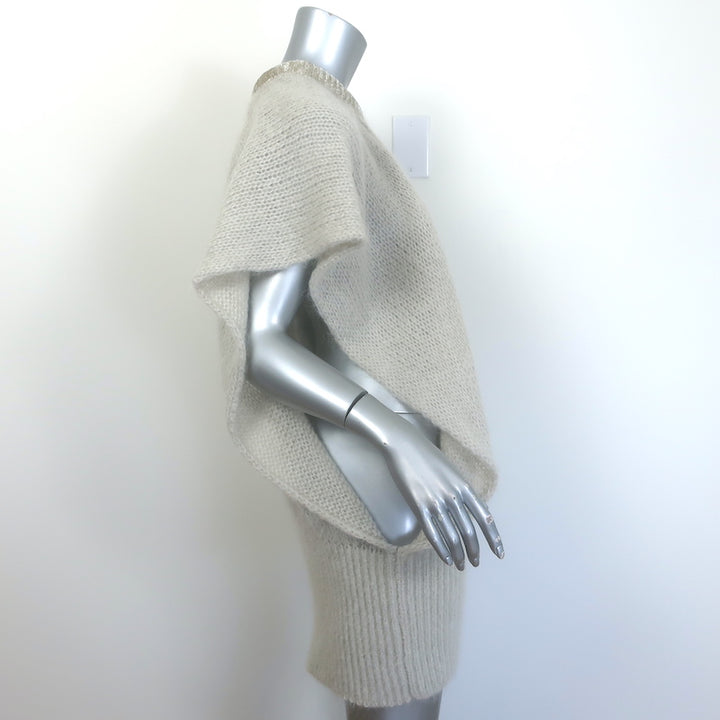 Authentic Loewe open-side oversize sweater in pearl grey mohair-blend, pre-owned gently worn luxury knit