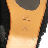 Gucci Eileen Interlocking GG Shearling Slippers Black Size 36.5 Flat Mules