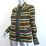 Chanel Striped Zip-Up Rain Jacket Black & Yellow Size 38