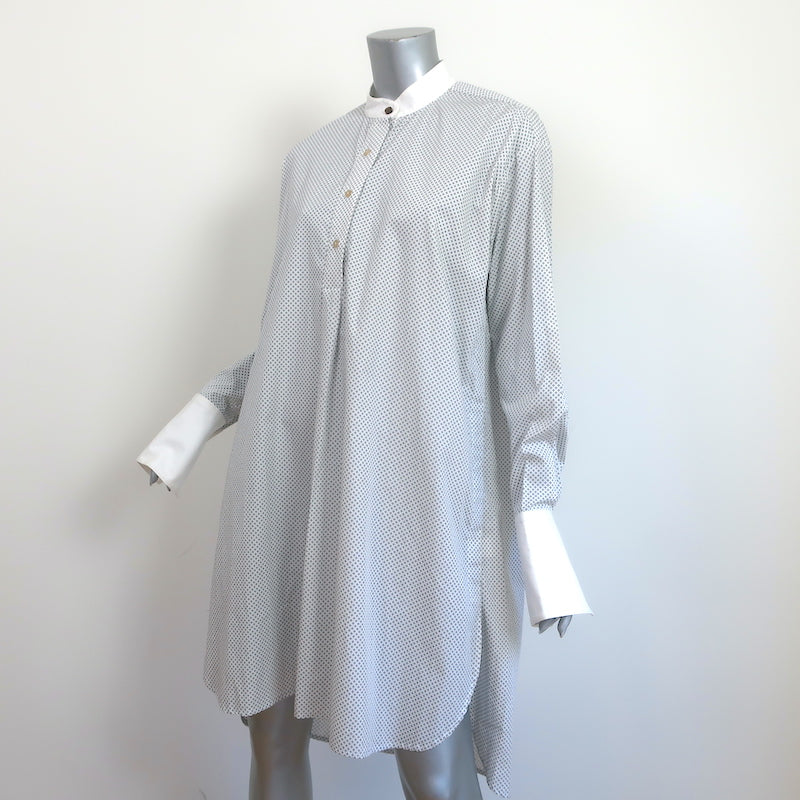 Rosetta Getty Long Sleeve Shirtdress White Printed Cotton Size 6