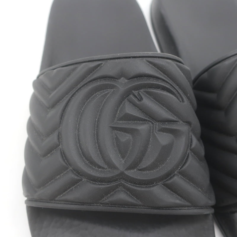 Gucci Pursuit GG Matelasse Pool Slide Sandals Black Size 39 NEW