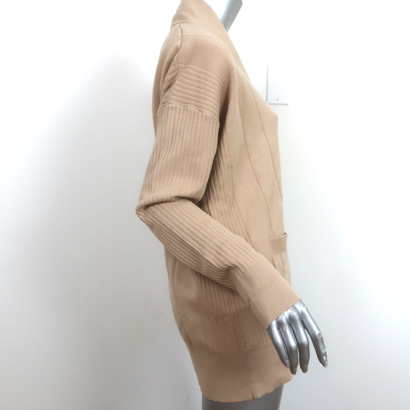 La Ligne Molly Cardigan Beige Ribbed Cotton-Cashmere Size Small