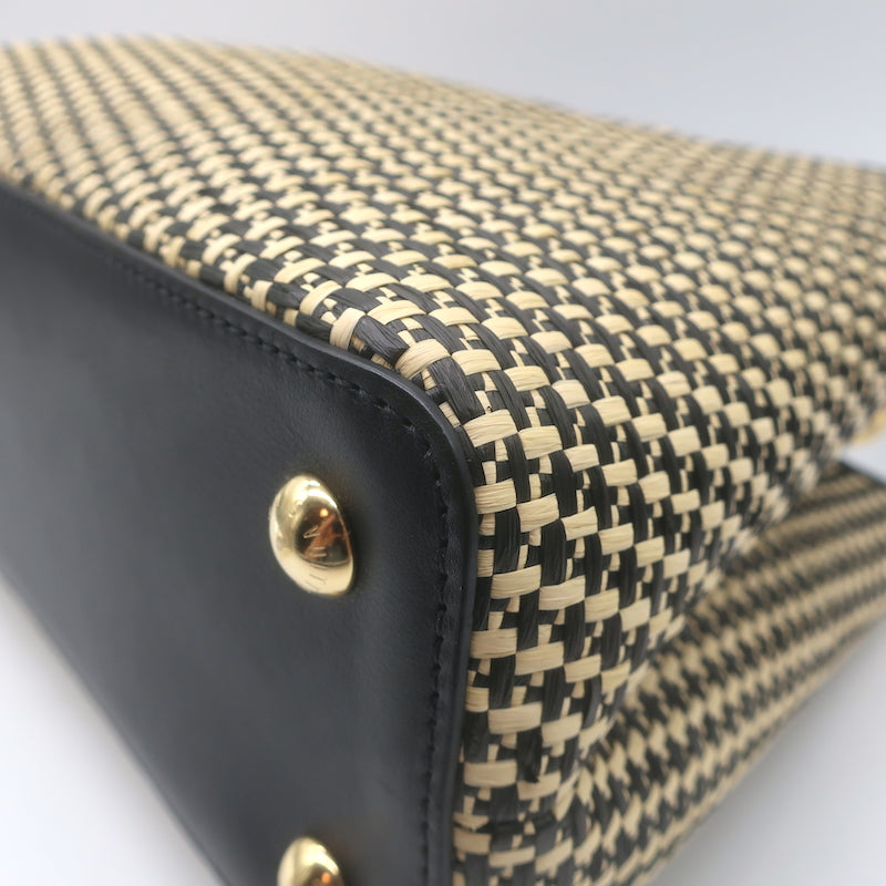 Louis Vuitton Limited Edition Capucines MM Woven Raffia Bag Beige/Black