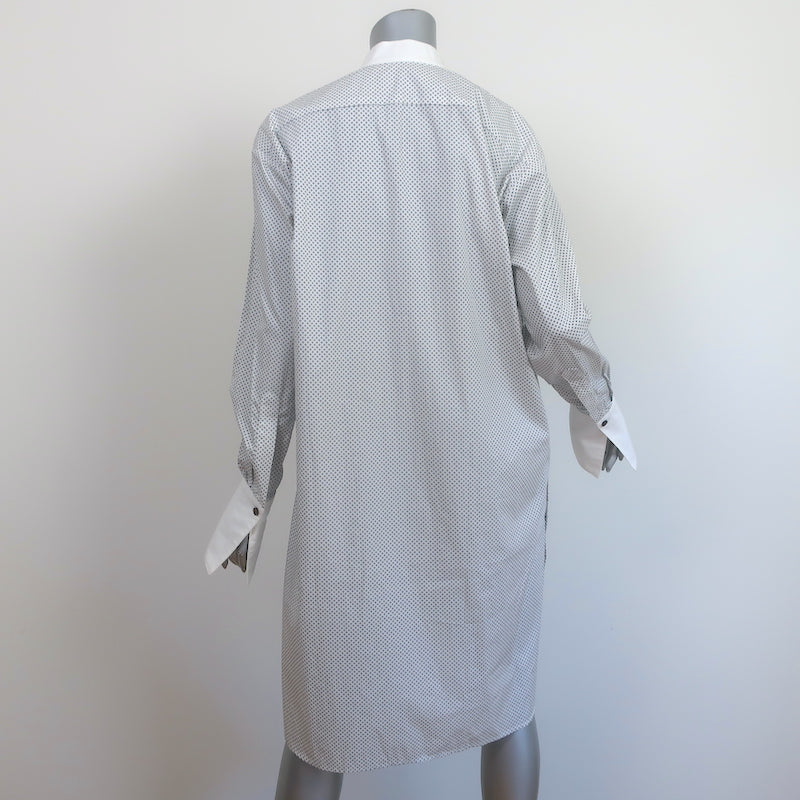Rosetta Getty Long Sleeve Shirtdress White Printed Cotton Size 6