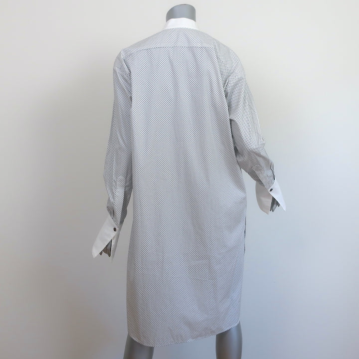 Rosetta Getty Long Sleeve Shirtdress White Printed Cotton Size 6