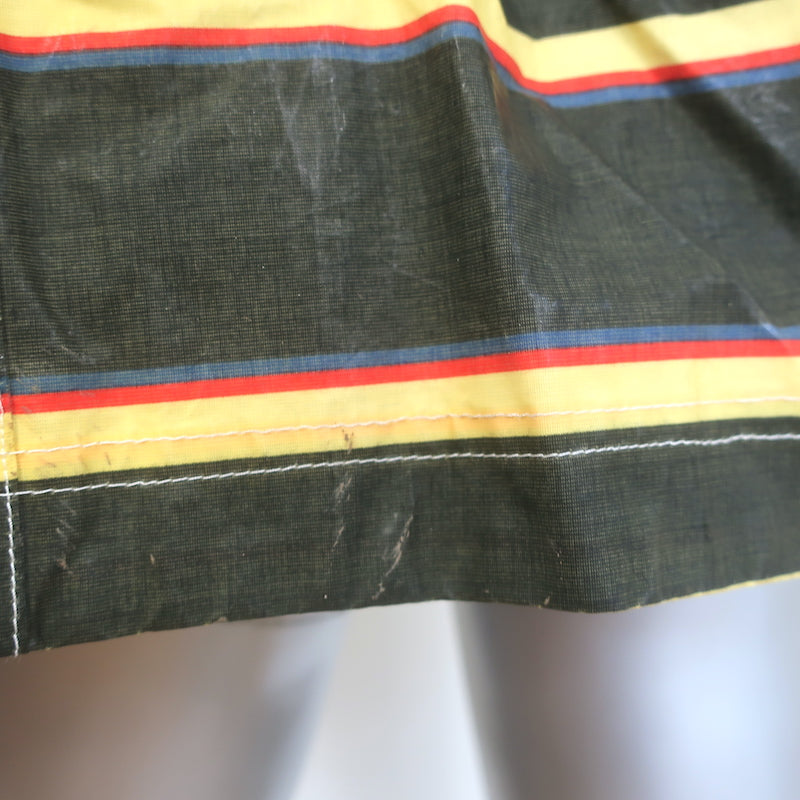 Chanel Striped Zip-Up  Waxed Rain Jacket Black &amp; Yellow Size 38