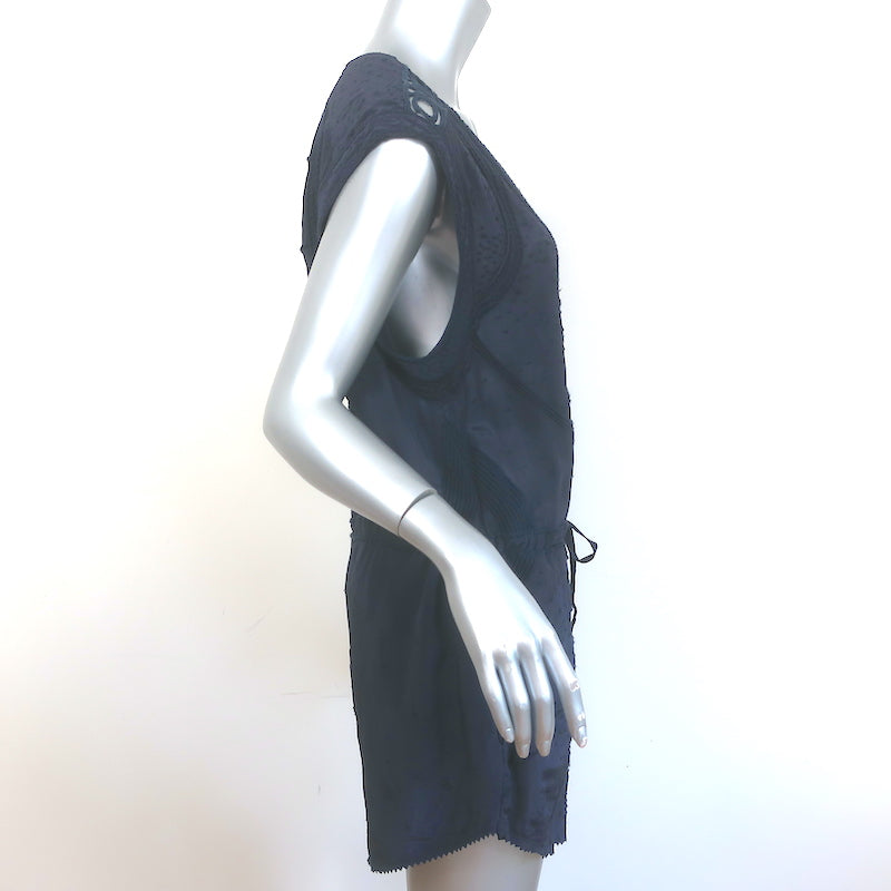 IRO Austin Romper Navy Embroidered Viscose Size 34