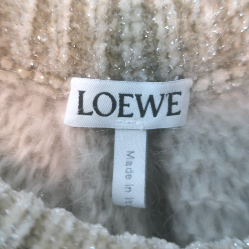Loewe open-side oversize sweater in pearl grey mohair-blend, authentic pre-owned, gently worn luxury knit