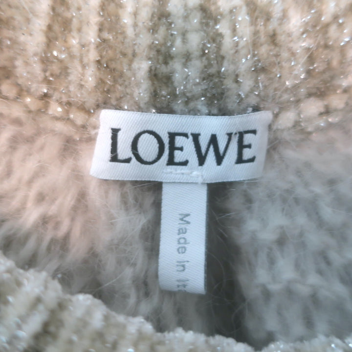 Loewe open-side oversize sweater in pearl grey mohair-blend, authentic pre-owned, gently worn luxury knit
