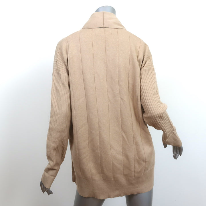 La Ligne Molly Cardigan Beige Ribbed Cotton-Cashmere Size Small
