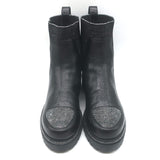 Rene Caovilla Crystal-Embellished Chelsea Boots Black Leather Size 39
