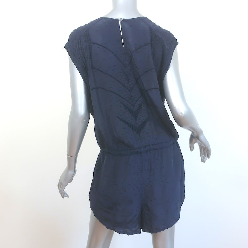 IRO Austin Romper Navy Embroidered Viscose Size 34