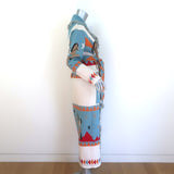 Hayley Menzies Sunrise Rodeo Jacquard Long Cardigan Turquoise/Multi Size Small