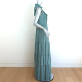 Burberry Pleated Tulle Sleeveless Maxi Dress Seafoam Size US 6