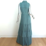 Burberry Pleated Tulle Sleeveless Maxi Dress Seafoam Size US 6