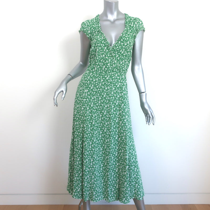 Reformation Gwenyth Midi Wrap Dress Green Floral Print Crepe Size Medi Celebrity Owned Reformation Gwenyth Midi Wrap Dress Green Floral Print Crepe Size Medi Celebrity Owned