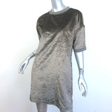 Brunello Cucinelli Short Sleeve Velvet Shift Dress Brown Size Extra Small