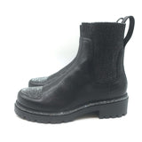 Rene Caovilla Crystal-Embellished Chelsea Boots Black Leather Size 39